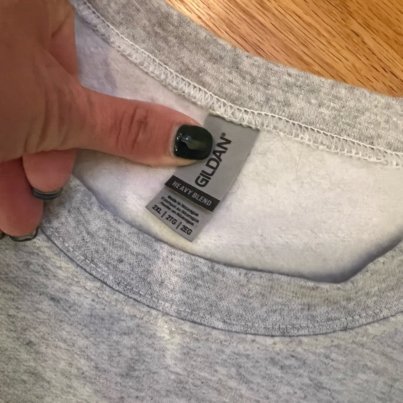 Gildan Gray Crewneck Sweatshirt with Green Shamrock - Picture 2 of 2